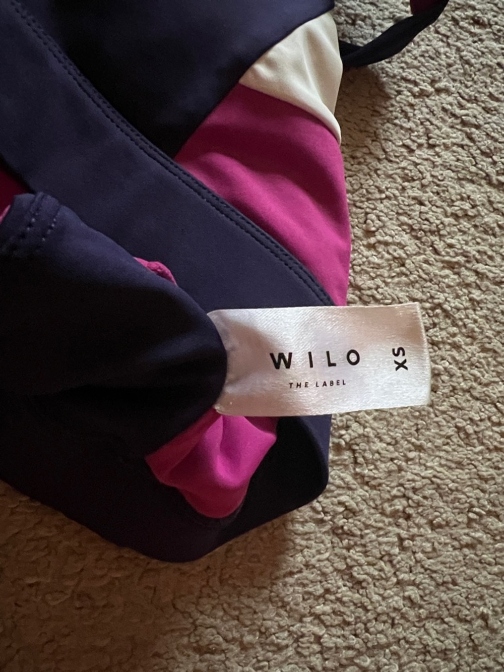 Colorblock Women’s Bikini Top in Magenta, Navy & Cream - Picture 2 of 3